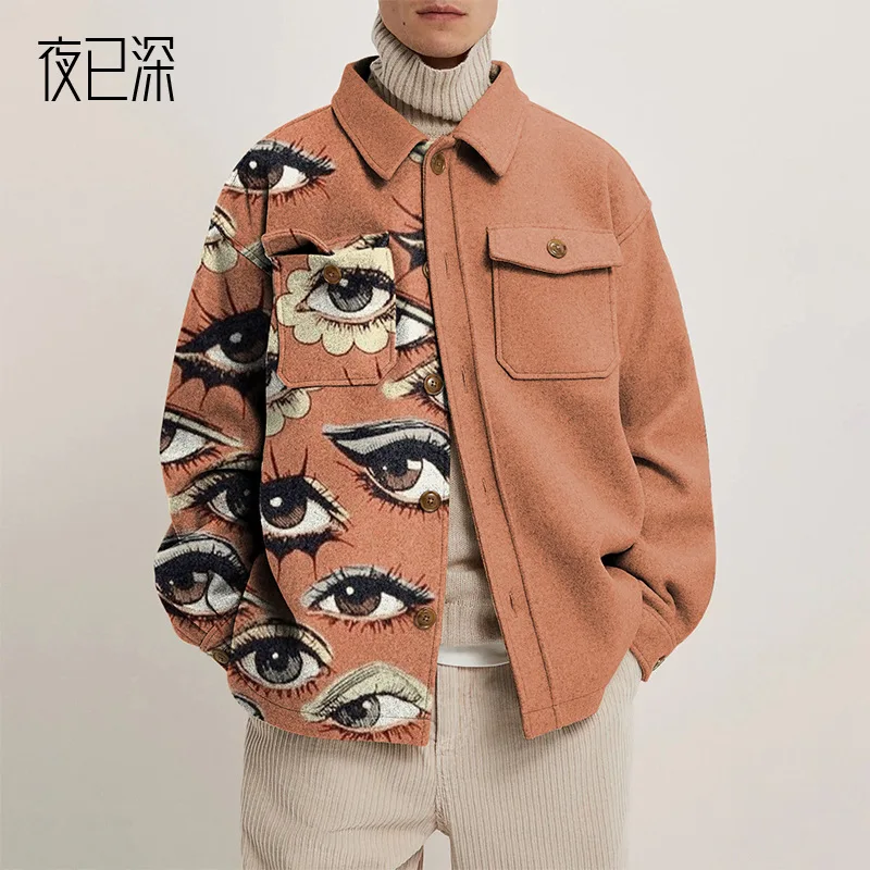 Men's autumn and winter new fashion casual jacket American graffiti loose men's top parkas coats for men winter Men's jacket