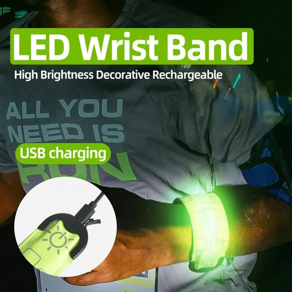 

USB Charging Walking Outdoor LED Wrist Band Running Armband Bracelet Brightness Decorative Safety Warning Lights