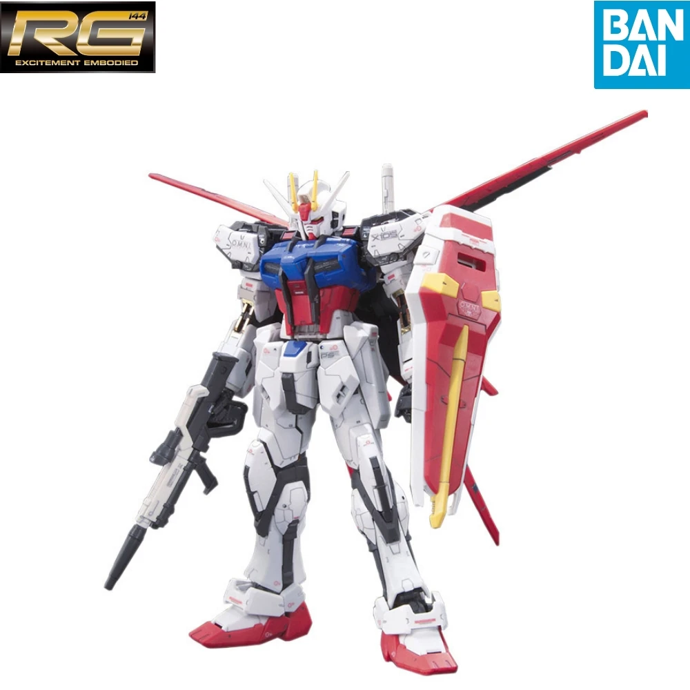 

Bandai Original Gundam Suit Strike Gundam Gat-X105 Rg 1/144 Anime Model Assembled Robot Garage Kit Collectible Model Ornaments