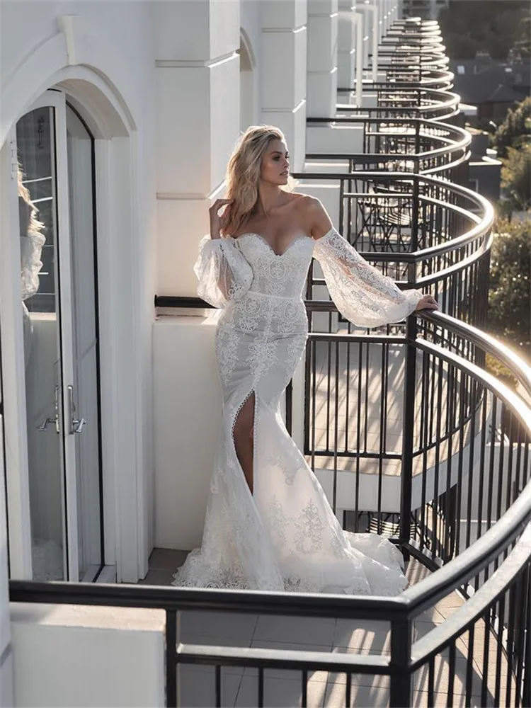 Женское свадебное платье It's yiiya белое кружевное с оборками на заказ лето 2024