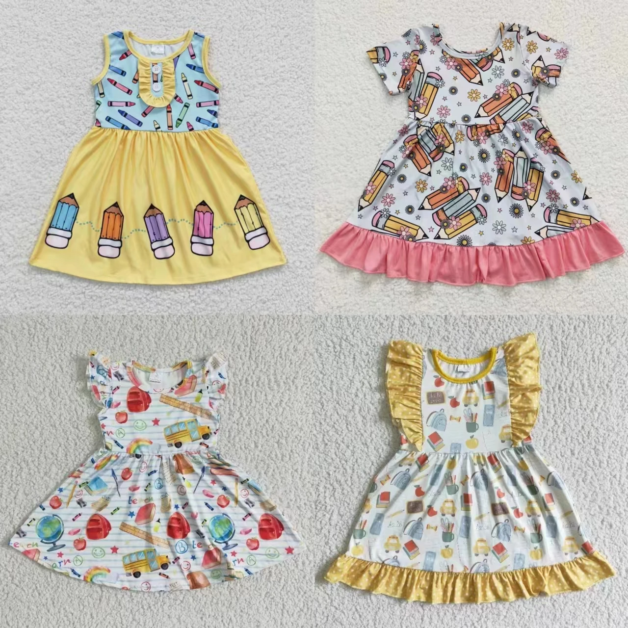 Floral Clothing Back To School Kids Twirl Dress Children Toddler Flower Clothes