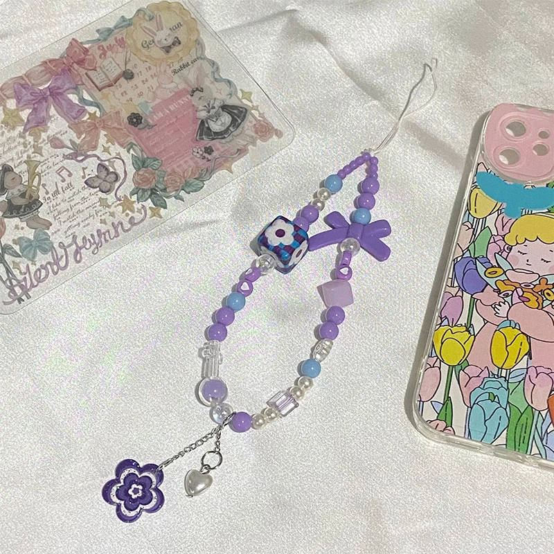 Boho Colorful Flowers Key Chain Ladies Fashion Cute Romantic Vintage Cool Keychain Charm Korea 90s Aesthetic Bag Phone Chain New