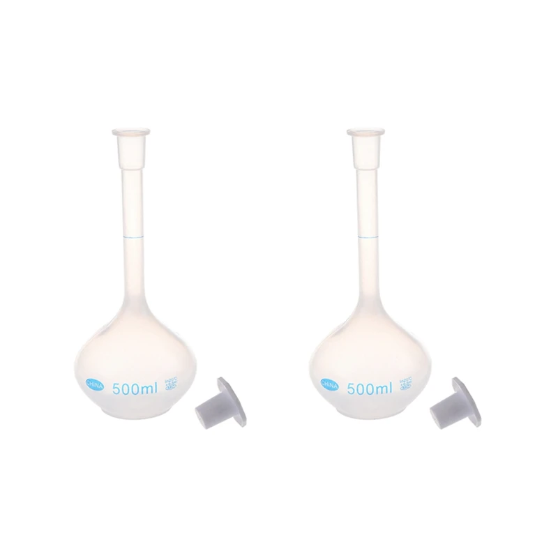 

2 Pcs 500Ml Long Neck Clear White Plastic Volumetric Measuring Flask