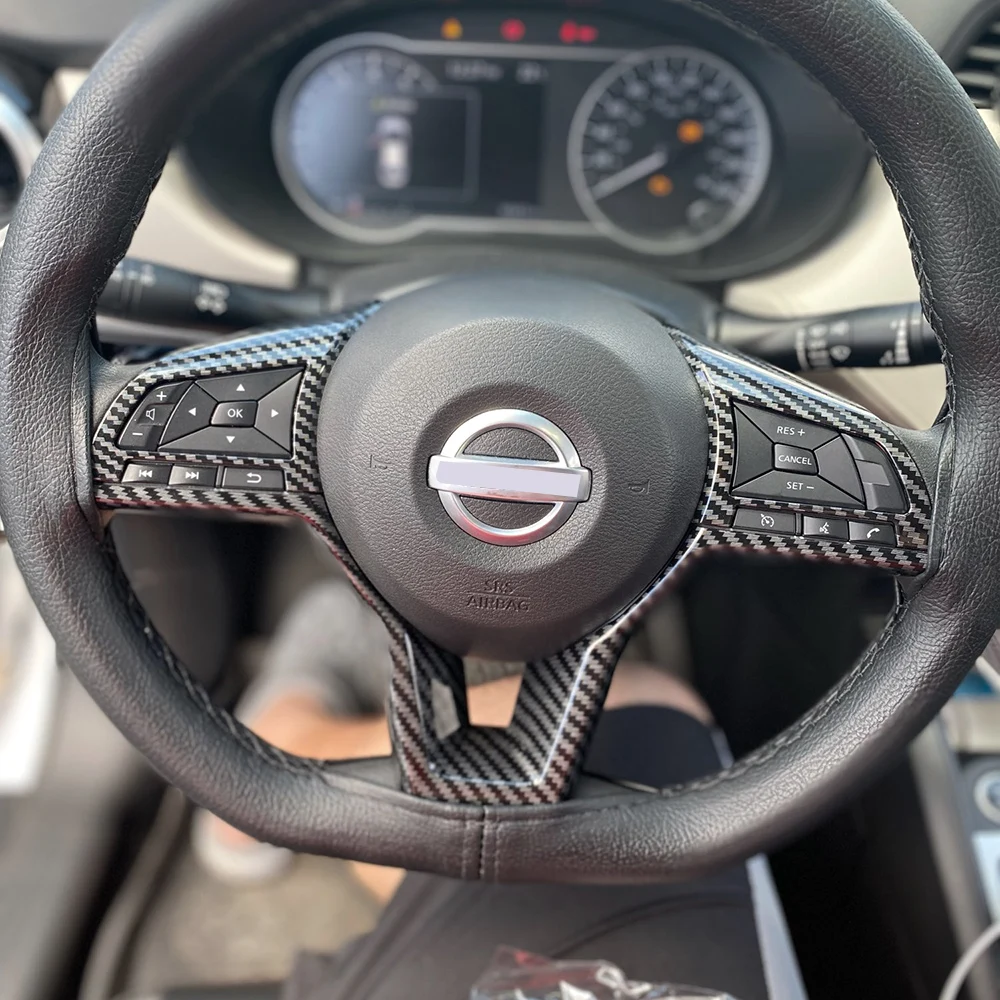

Аксессуары для 2017-2021 Nissan Kicks панель рулевого колеса обшивка отделка углеродное волокно Печатный
