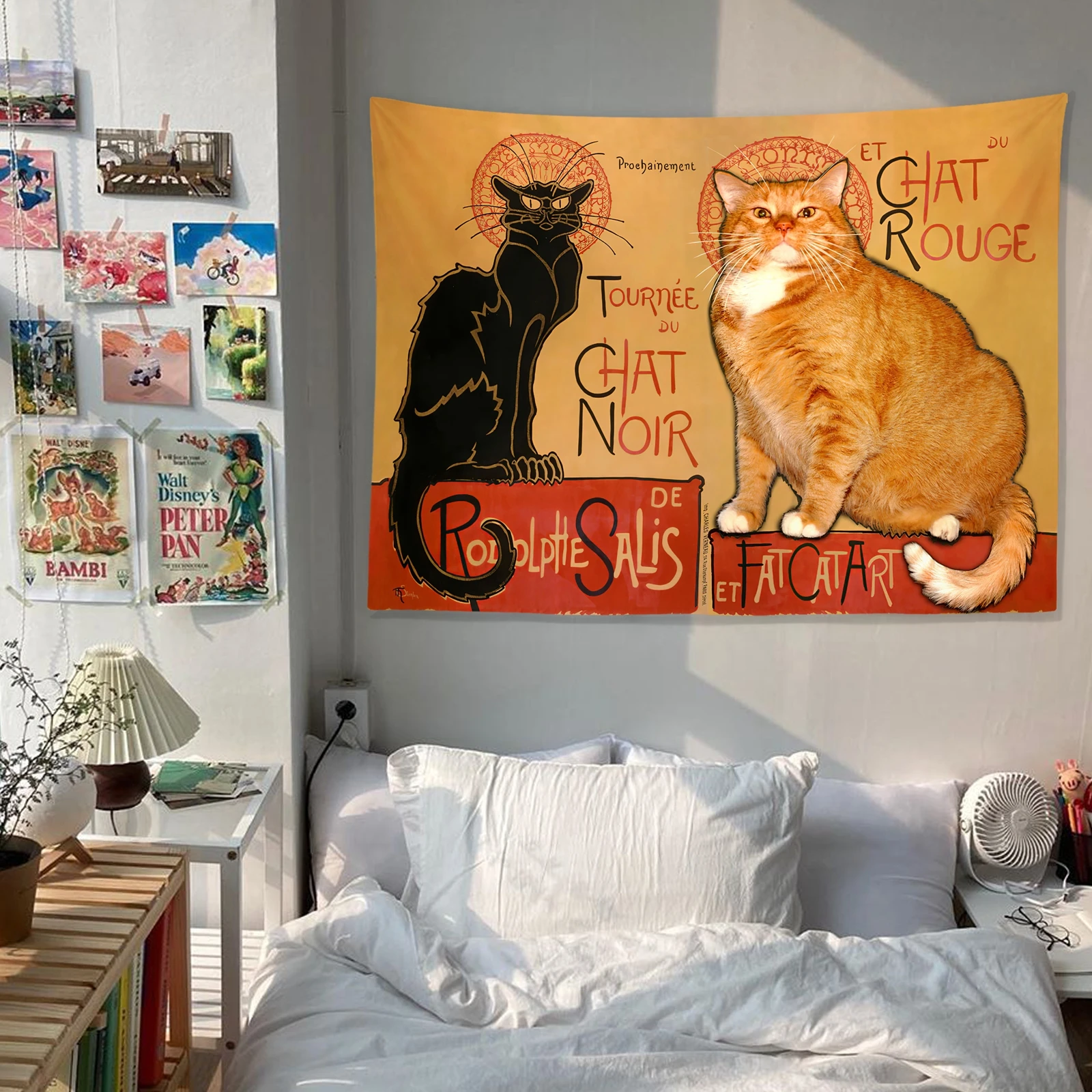

Vintage Cat Background Tapestry Wall Decor Oil Painting Art Tapestry Wall Hanging Anime Home Bedroom Decoration Dorm Decor