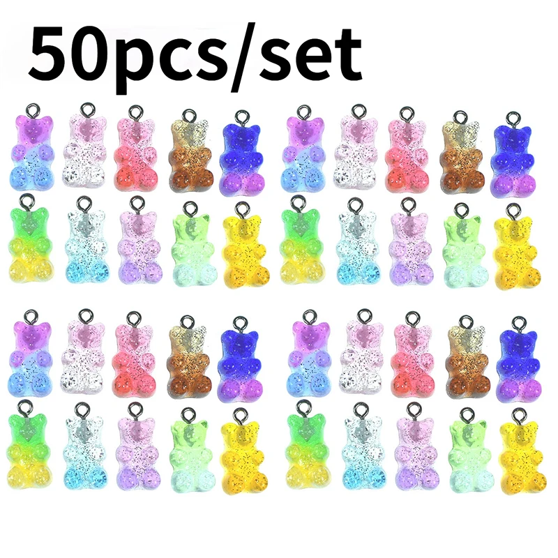 

10/50Pcs Colorful Gummy Bear Pendant Charms for Necklace Bracelet Diy Earrings Jewelry Bears Valentine's Day Gift 2.1*1.1cm