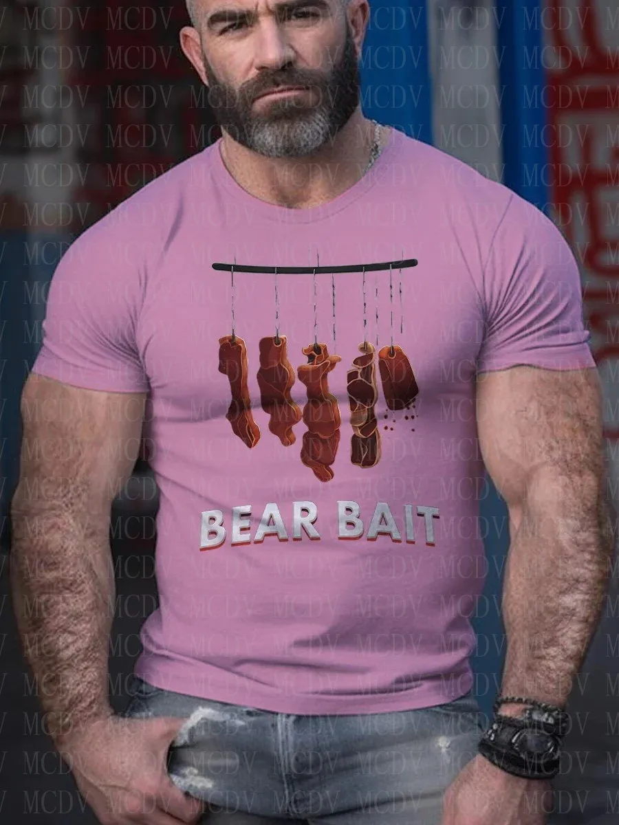 

Men's Tempting Meat Bear Bait Casual Printed T Shirts Summer Tees Tops The Colorful The Best He Him Hole LGBT3D Printed T Shirt