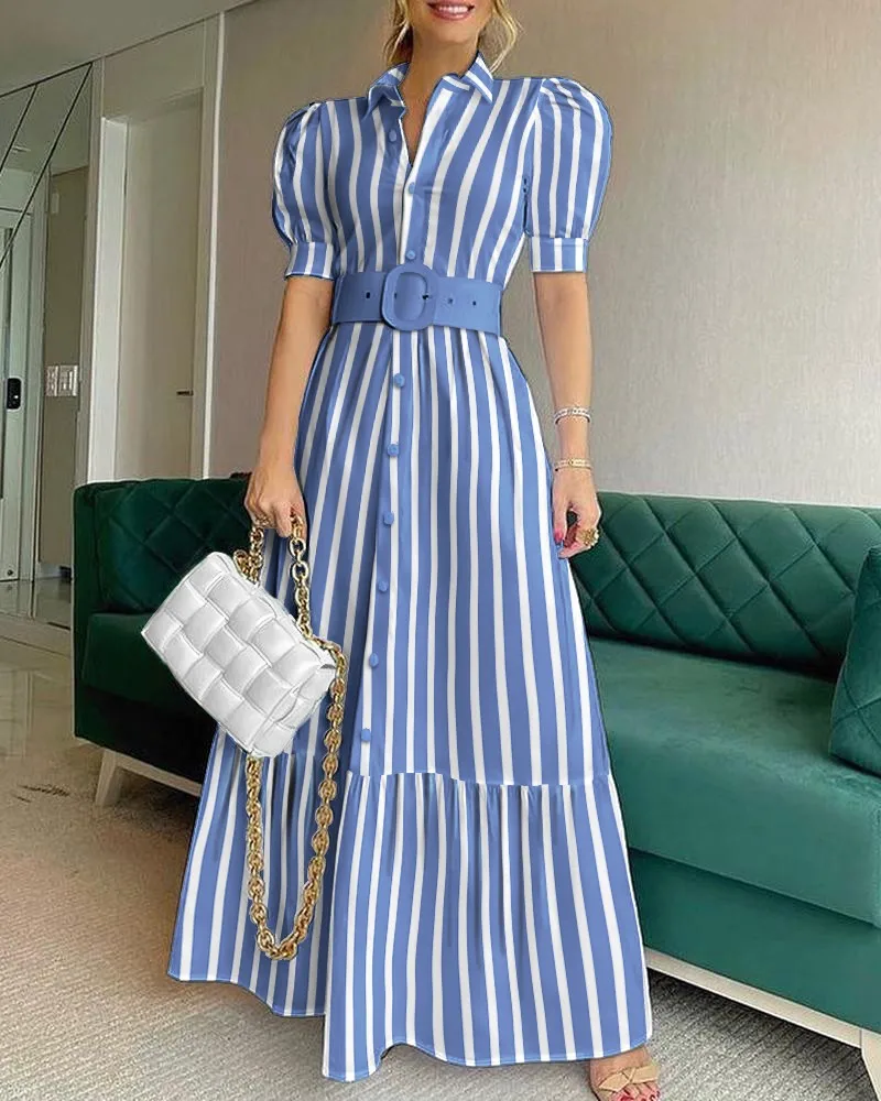 

Women's High Waist Temperament Solid Color Midi Dress Slim Dress with Belt Female & Lady Office Dress Fashion New Spring &Summer