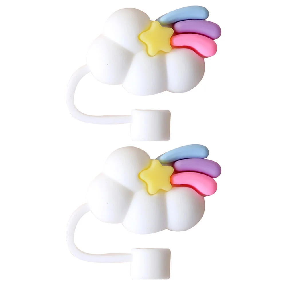 

2 Pcs Kids Straw Covers Mouth Tips Tumbler Accessories Toppers Tumblers Piece Cartoon End Caps