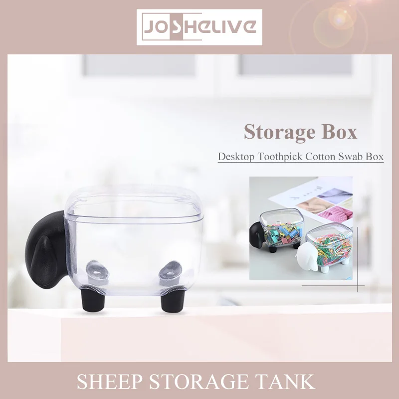 

Sheep Shaped Plastic Boxes Cotton Creative Swab Box Toothpick Storage Case Organizer Home Table Decor Storage Box Small box