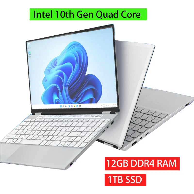 Дешевый офисный ноутбук 15 6 дюйма J4125 Intel Quad Core 12 Гб DDR4 ТБ SSD IPS FHD экран камера