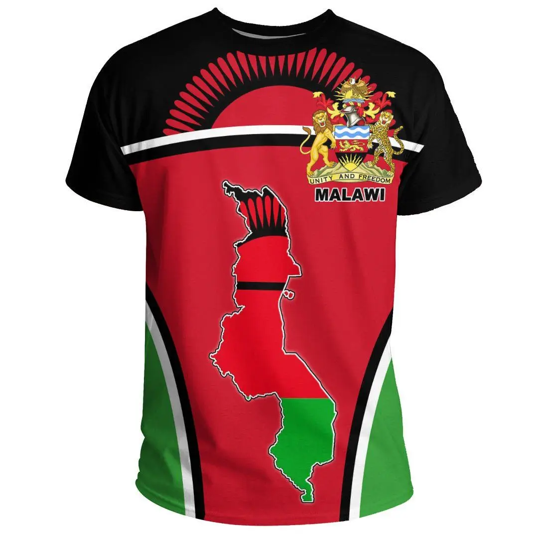 

Футболка мужская с рисунком флага и герба Малави, модная повседневная Уличная одежда свободного кроя, топ оверсайз с коротким рукавом для мальчиков, на лето