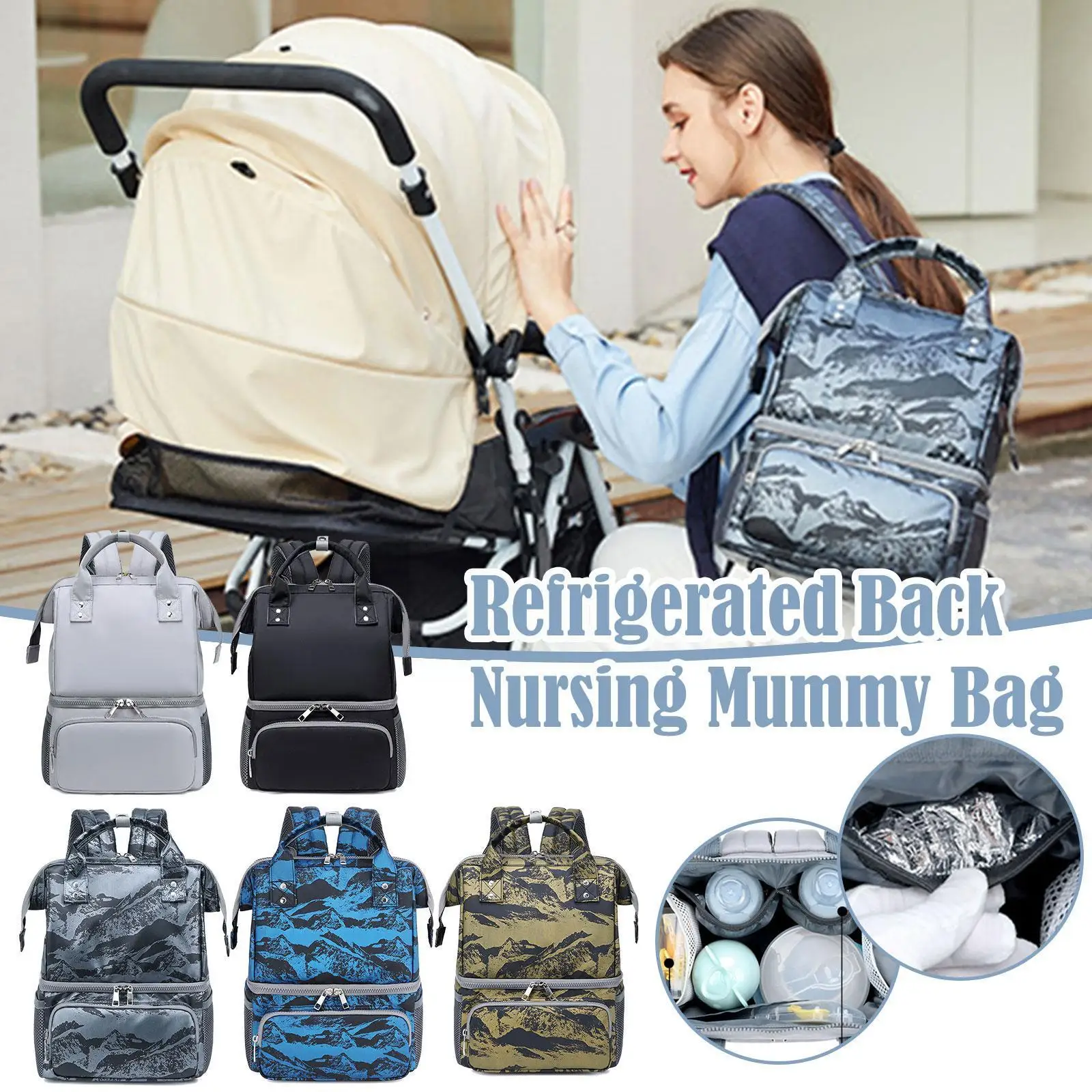 

Водонепроницаемый терморюкзак для мам, большая сумка-холодильник для пикника, изолированная плотная сумка для ланча X6V3