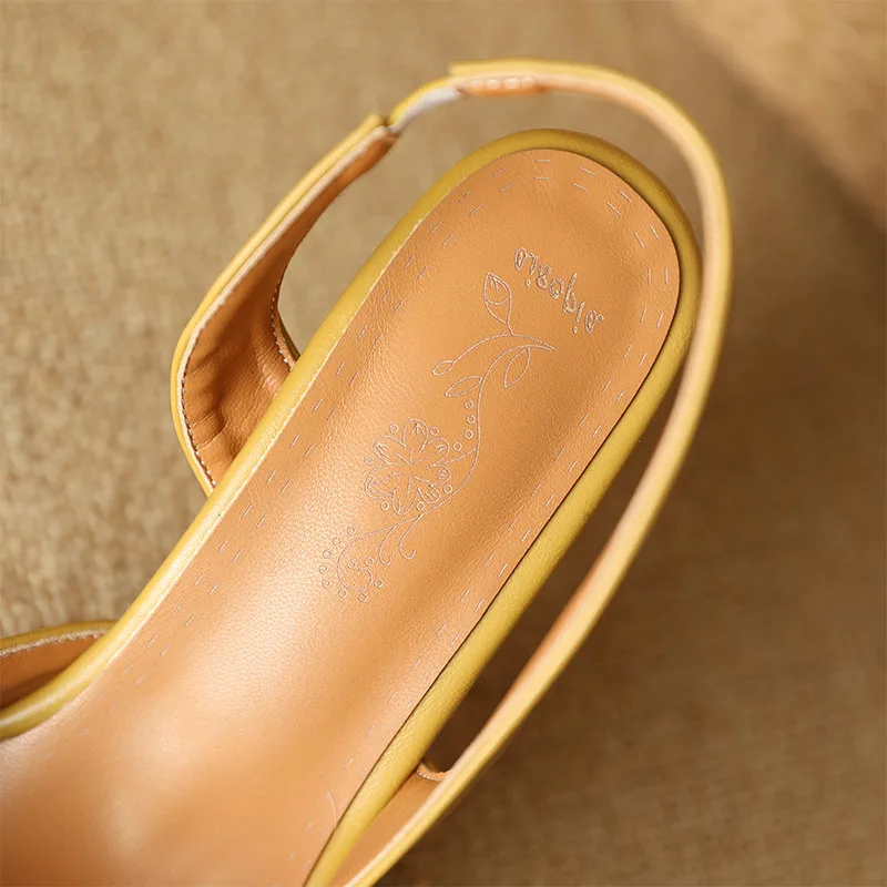 Women Slingbacks Sandals New 2023 Summer Fashion High Heeled Sandals Yellow Black Beige Lady Pointed Toe Party Shoes