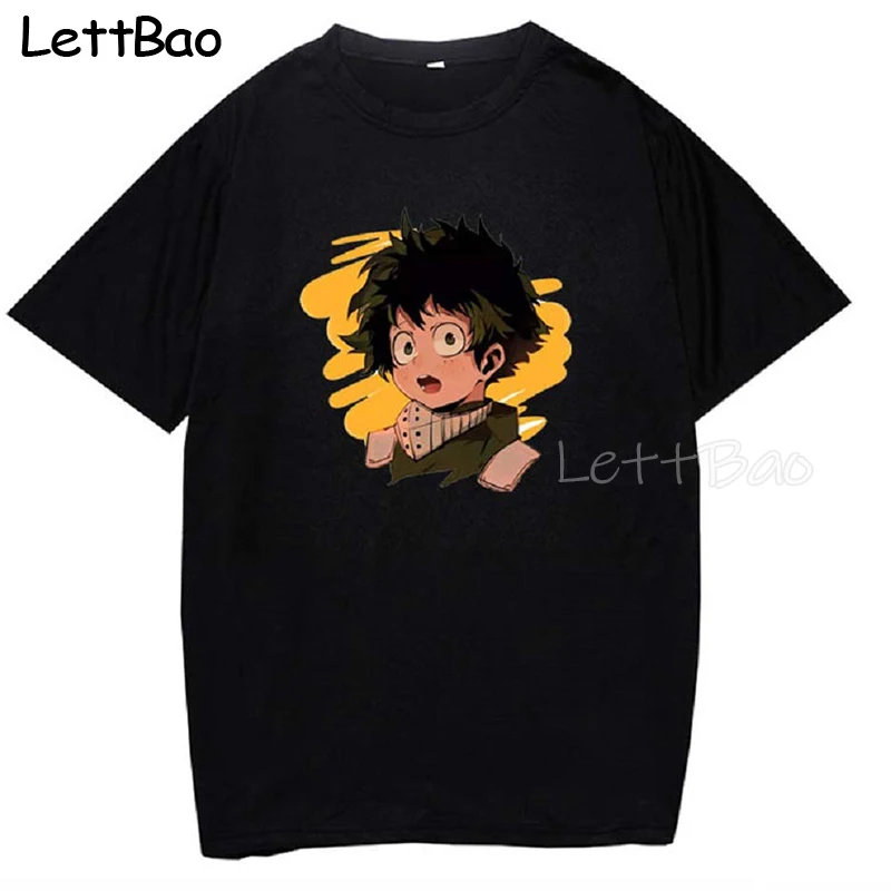 Новая Черная Повседневная футболка с коротким рукавом My Hero Академия Deku Izuku Midoriya
