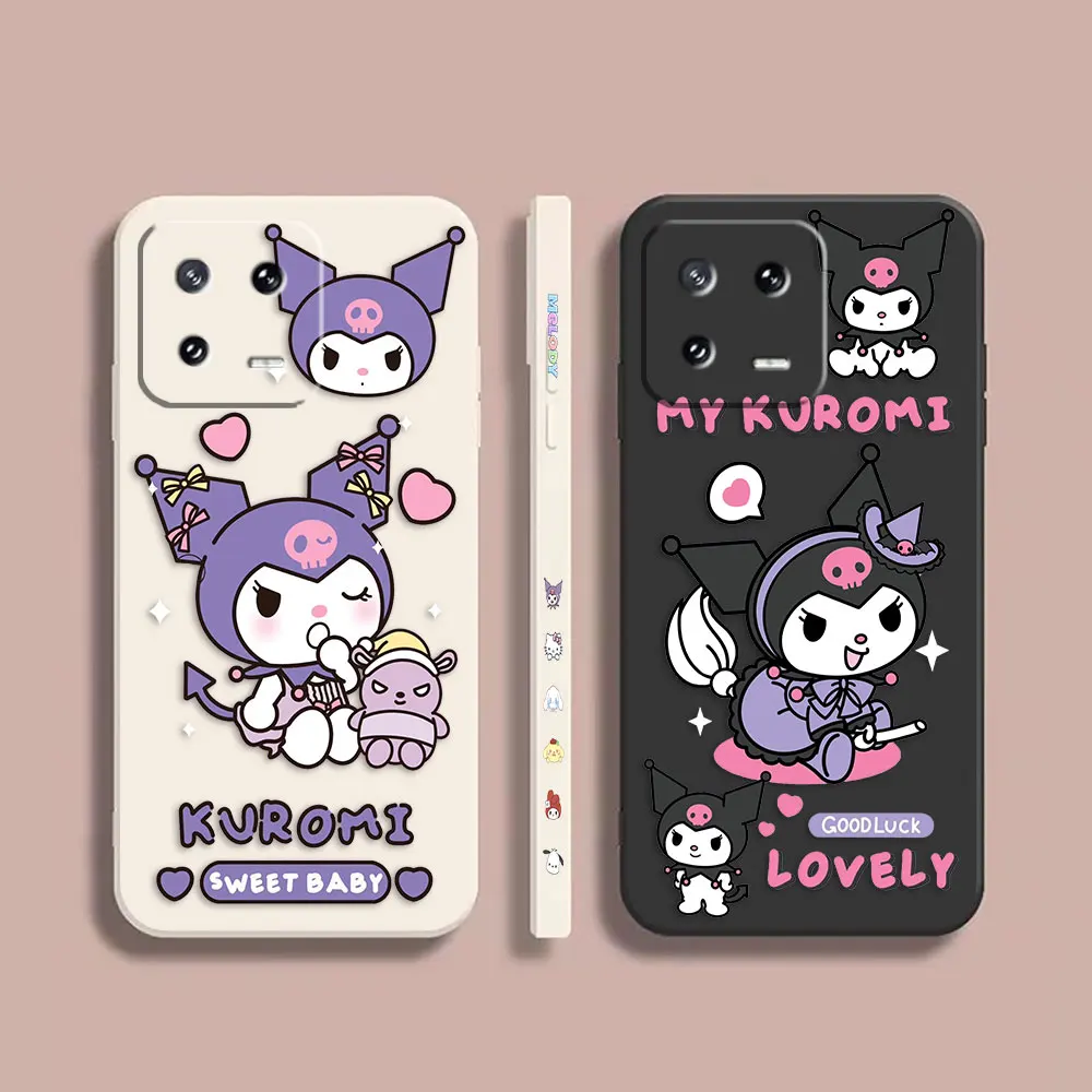 

Case For Xiaomi PCOO F3 M3 X2 X3 6X 8 MIX 2 2S 3 4 3 4 5 GT Pro 4G 5G Simple Liquid Silicone Case Cartoon kuromi Cat