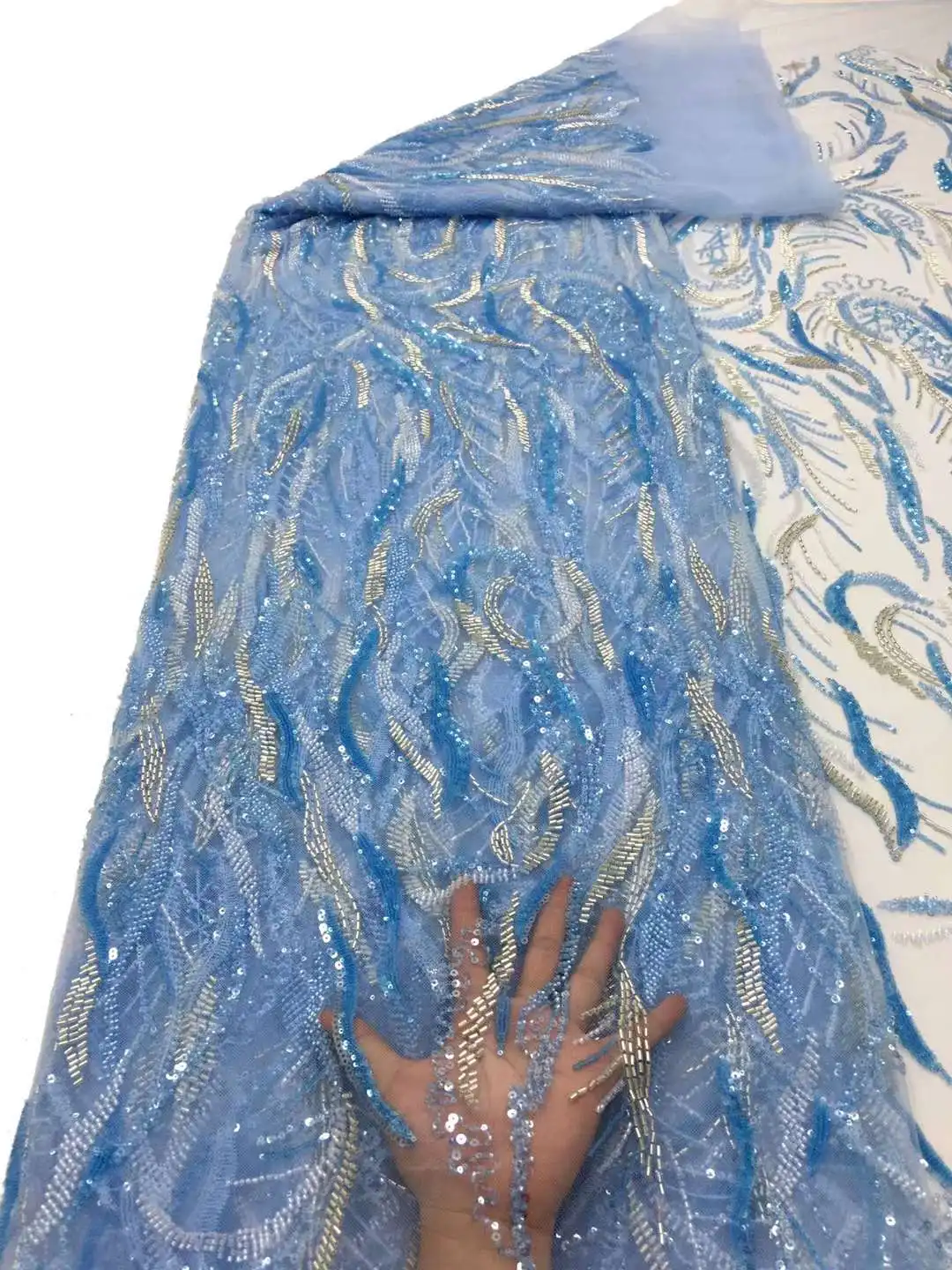 Красивый дизайн платья вышитые бусины разных цветов Африканское кружево