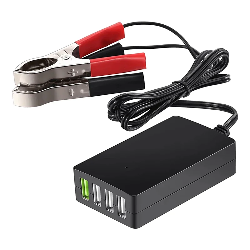 Портативный DC с зажимом для аккумулятора 12 В/24 В до 5 4-портовое USB зарядное