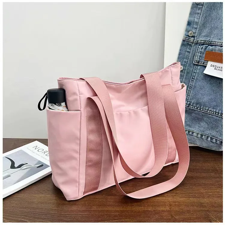 2023 New Handbag Japanese Solid Color Tote Shoulder Bag Casual Simple Mommy Goes Out To Pack Canvas Handbag.