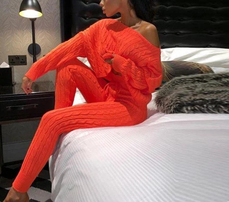 Женский модный повседневный шерстяной костюм с круглым вырезом и длинными