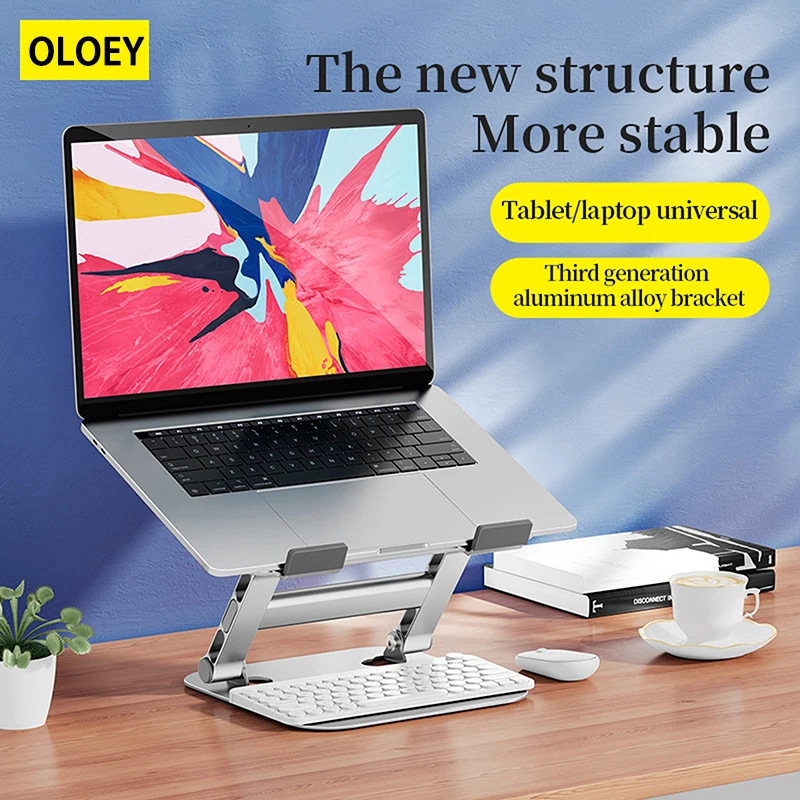 

OLOEY Laptop Stand High Strength Aluminum Alloy Adjustable Base Foldable Cooling Stand Suitable for Laptops and Tablets
