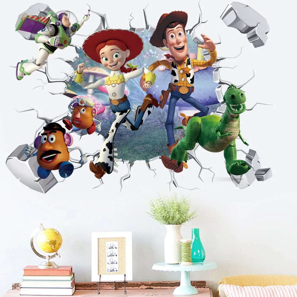 3D  Cartoon Toys Family Story Wall Stickers Kids Room Wall Decals Poster Murals Kids Gifts Anime Home Decor