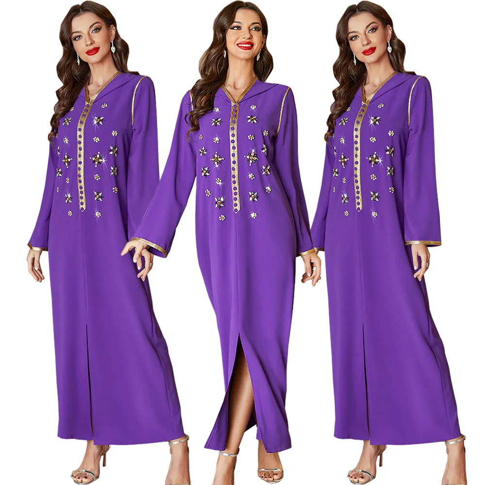 

Ramadan Eid Hooded Abaya Muslim Long Maxi Dress Kaftan Turkey Arab Islam Pakistan Morocco Musulmane Djellaba Femme Robe Caftan