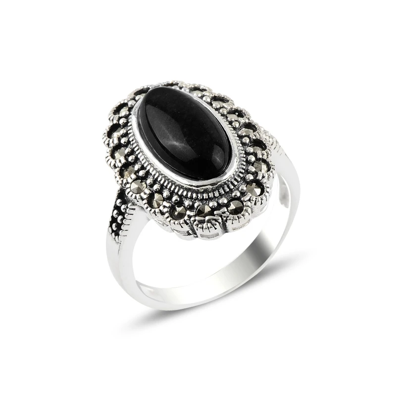 

Серебряное кольцо 925 пробы Onyx & Marcasite