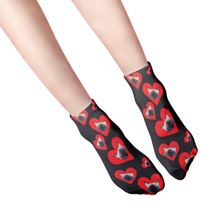 Personalized Face Custom Made Socks 3D Printed Men/Women Cotton Short Socks DIY Custom Design Funny Casual Low Ankle Socks