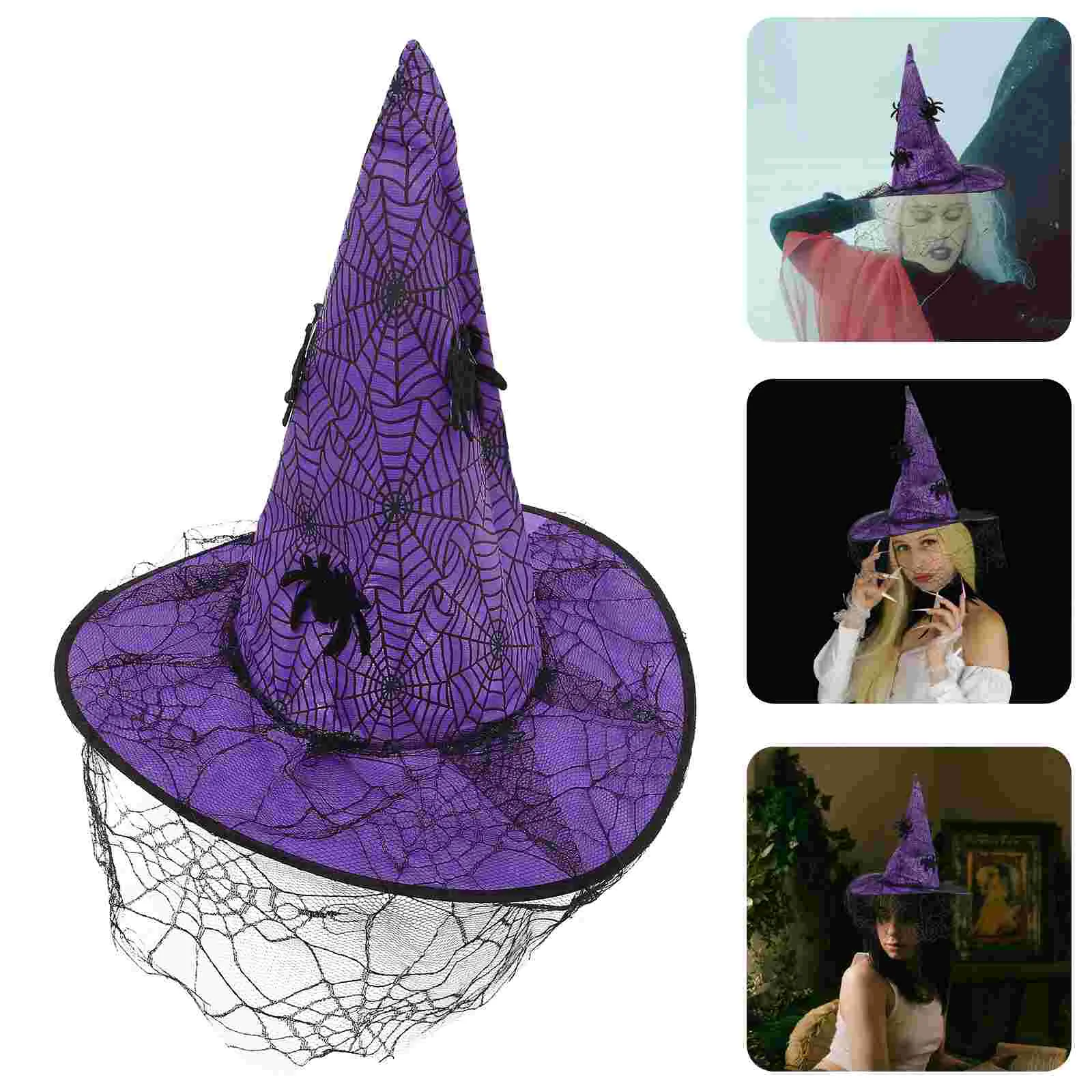 

Halloween Party Witch Hat Party Witch Hat Spider Elements Veil Witch Hat Witch's