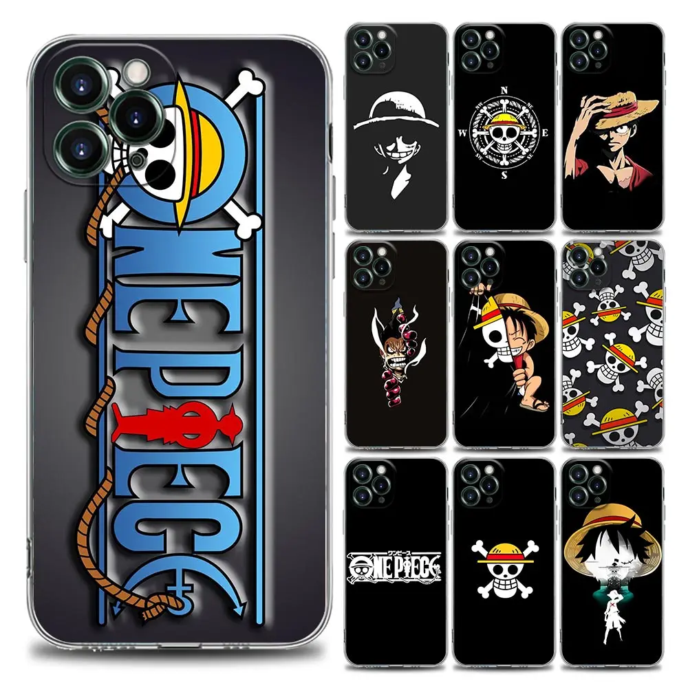

One Piece Luffy logo Straw Hat Anime Clear Phone Case for iPhone 11 12 13 Pro Max 7 8 SE XR XS Max 5 5s 6 6s Plus Soft Silicone