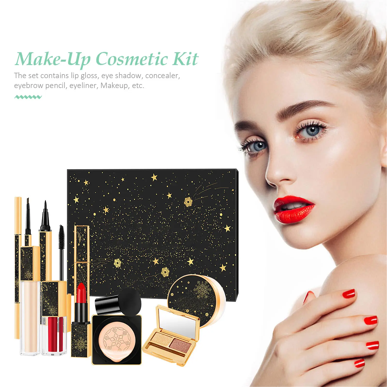 

Профессиональный набор для макияжа, портативный дорожный органайзер для макияжа, коробка для хранения, подарки для начинающих девочек, 10 шт...