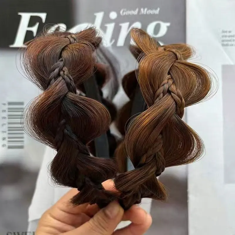 

Braid Wig Headband Three Strand Twist Nature Fishbone Weaving Hairdband Handmade Toothed Hair Accessories Headwear For Women