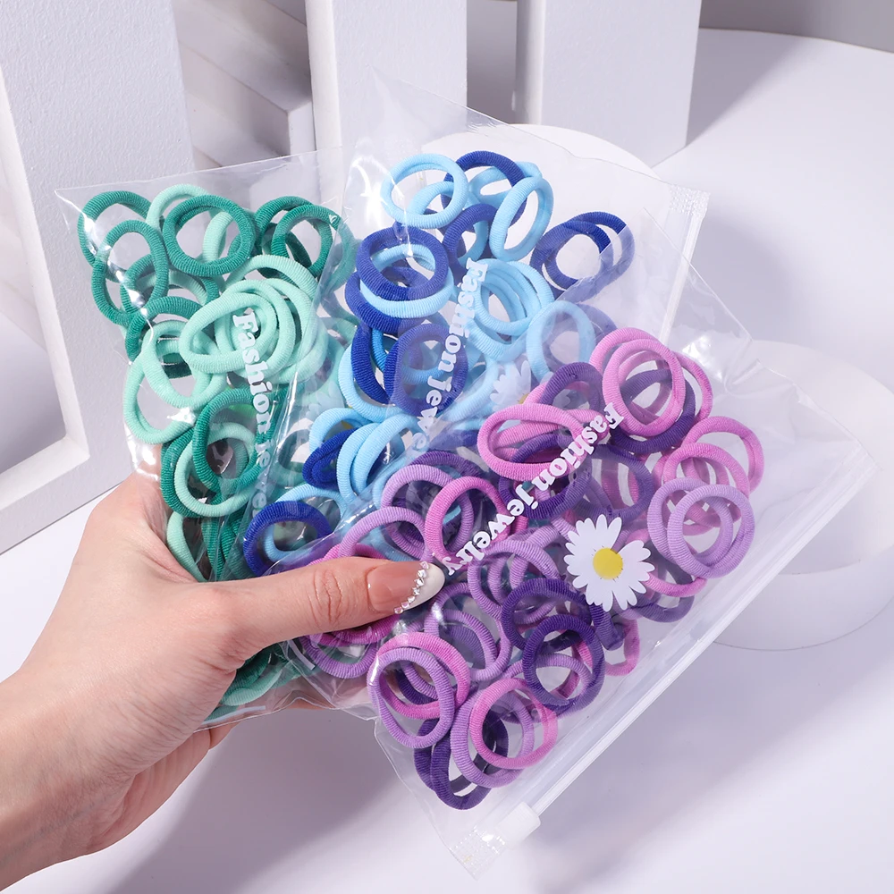 

50Pcs/Set Women Girls 4CM 2CM Colorful Nylon Elastic Hair Bands Ponytail Holder Rubber Bands Scrunchie Headwear Hair Accessories