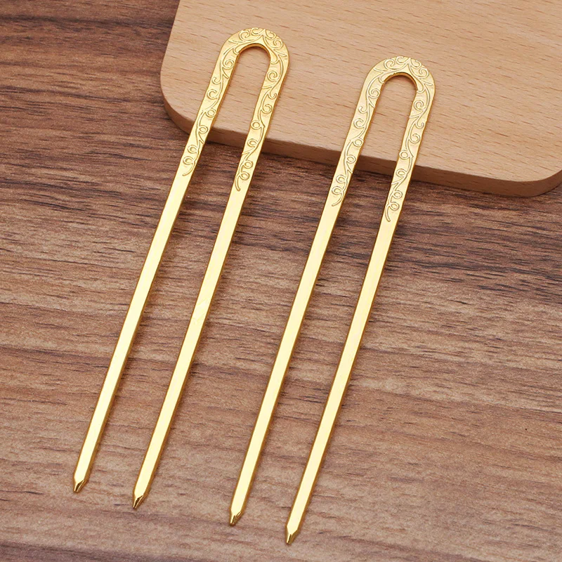 2pcs 17x120mm Flower Hairpins Hair Sticks Pin U-shape Headwear Headdresses Clips Head Summer Jewelry Women's Fashion Accesories - купить