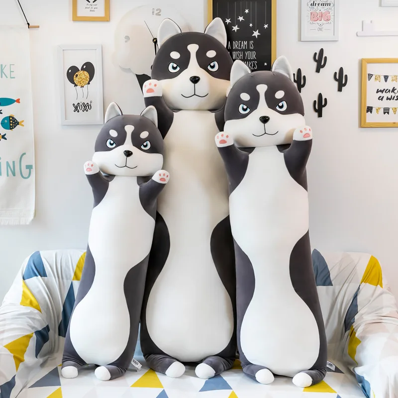 

70-130cm Animal Dog Long Pillow Stuffed Husky Plush Toys Soft Sleeping Cushion Doll Children Kids Baby Girls Cartoon Gifts