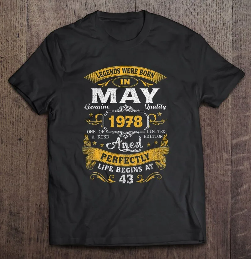 

Футболка мужская с принтом легенды, Рожденный в мае 1978, 43 года, размер d