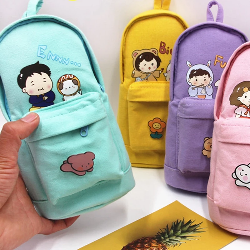 

Милые Креативные Мультяшные Пеналы, Большой Вместительный холщовый рюкзак, пенал, сумка для хранения, косметички для женщин, школьные и офи...