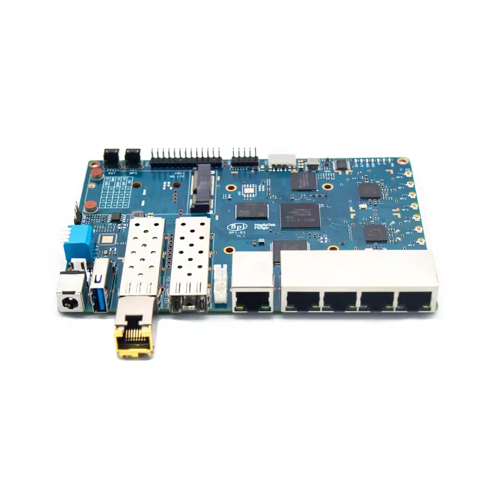 Фото Banana Pi BPI-R3 с электрическим модулем SFP 2.5G-T/оптическим модулем SFP 2.5G-BX, оптическое волокно, совместимое с маршрутизационной платой BPI-R3 №4