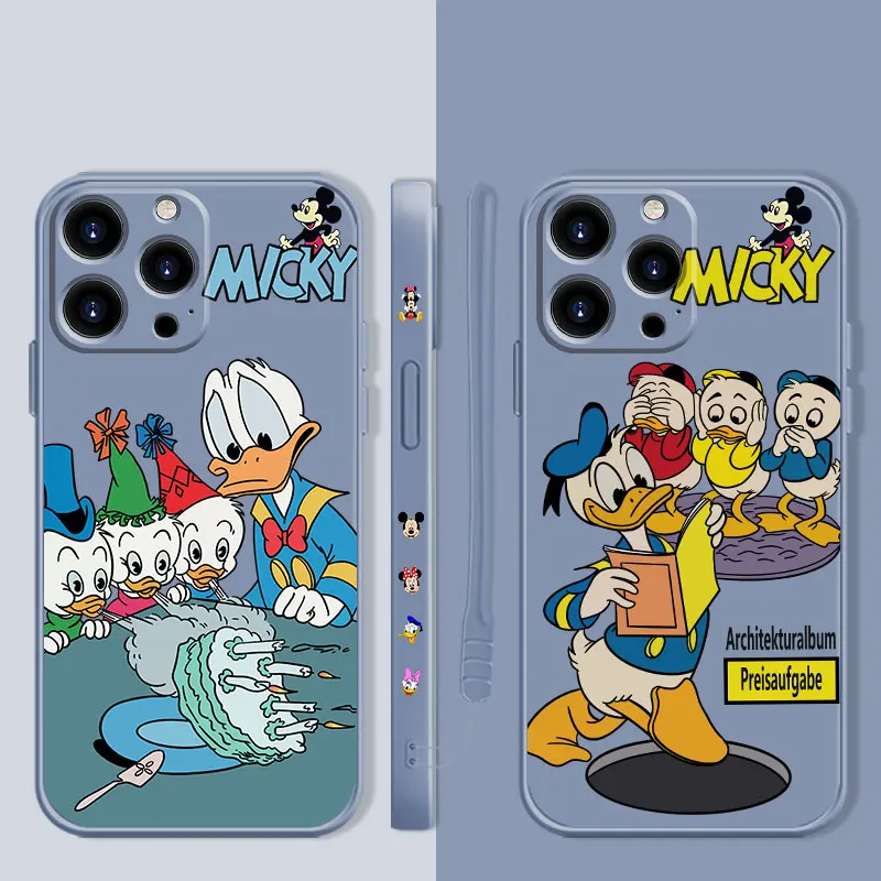 

Disney Donald Duck HD&L Square Liquid Phone Case For Apple iPhone 14 13 12 11 Pro Max 13 12 Mini XS XR X 7 8 6 6S Plus