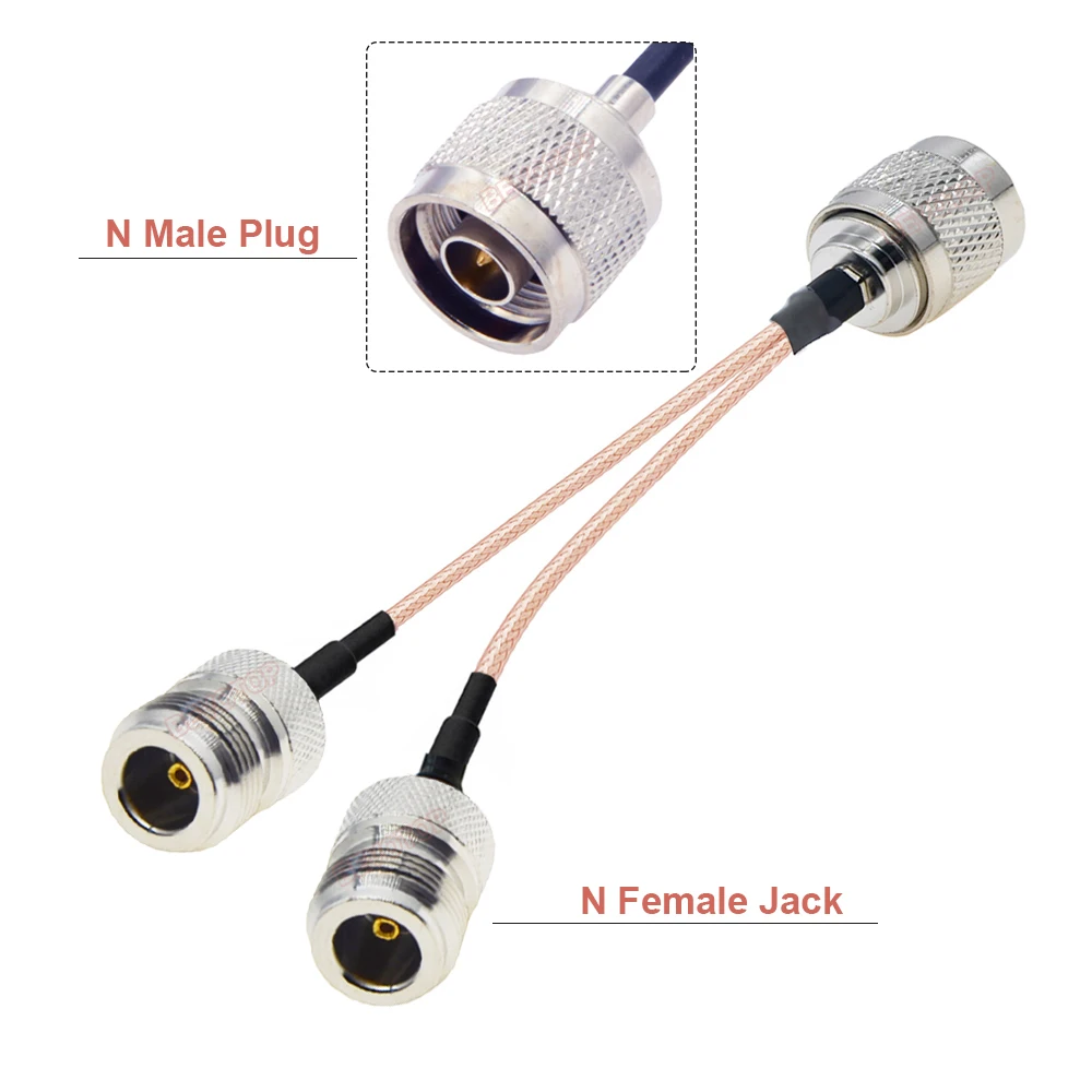 Разветвитель BEVOTOP N, гнездовой разъем N на штекер 2 N, разветвитель кабеля RG316, адаптер-разветвитель, 50 Ом, RF коаксиальная удлинительная перемычка