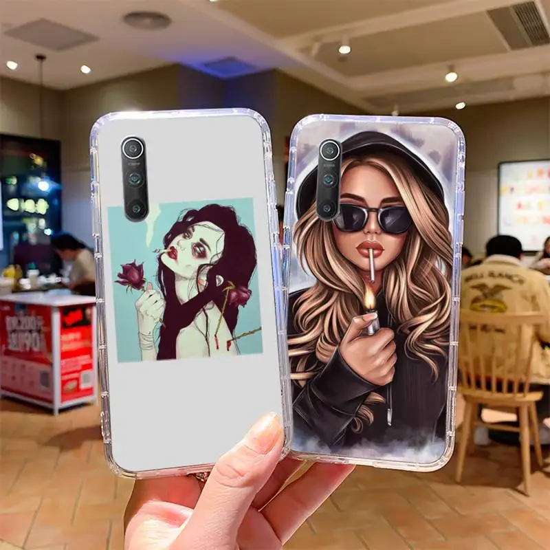 

Aesthetic Cartoon alien Devil Bad girl smoke Phone Case For Samsung S20 S21 Note20 A71 A30s A52 Plus Ultra lite Nax Fundas Cover