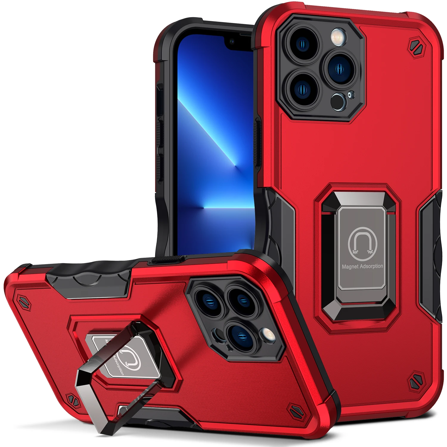 

Magnetic Bracket Ring Phone Case For iPhone 13 12 11 XR X XS Pro Max 8 7 Plus SE 2020 Luxury Stand Non-Slip Protection TPU Cover