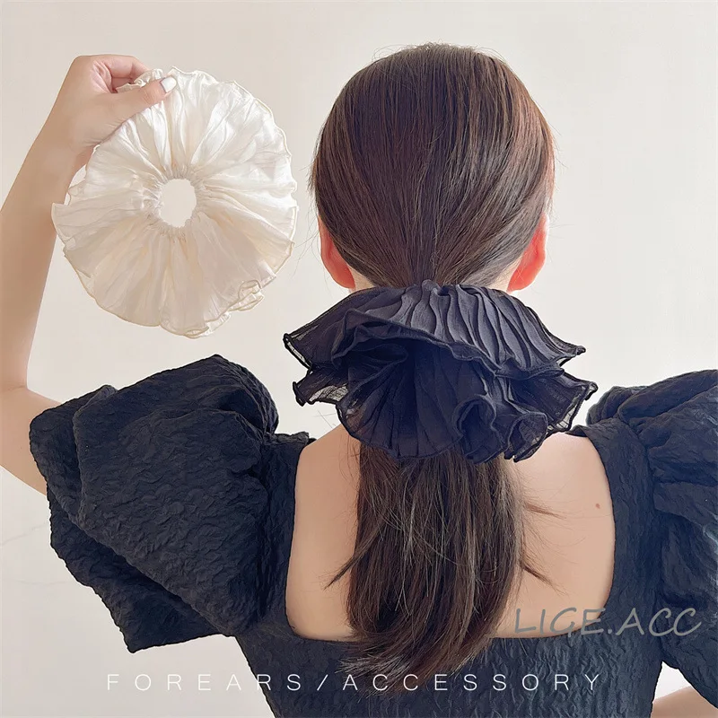 

New Korean Pleated Hair Ring Large Intestine Circle High-end Sense Head Flower Multifunctional Fashion Hair Accessories Headband