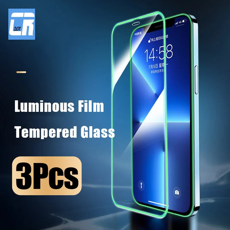 

1-3 шт. светящаяся пленка для защиты экрана для iPhone 13 12 11 Pro Max или iPhone 12 13 Mini 8 7 Plus X XR XS Max SE, закаленное стекло