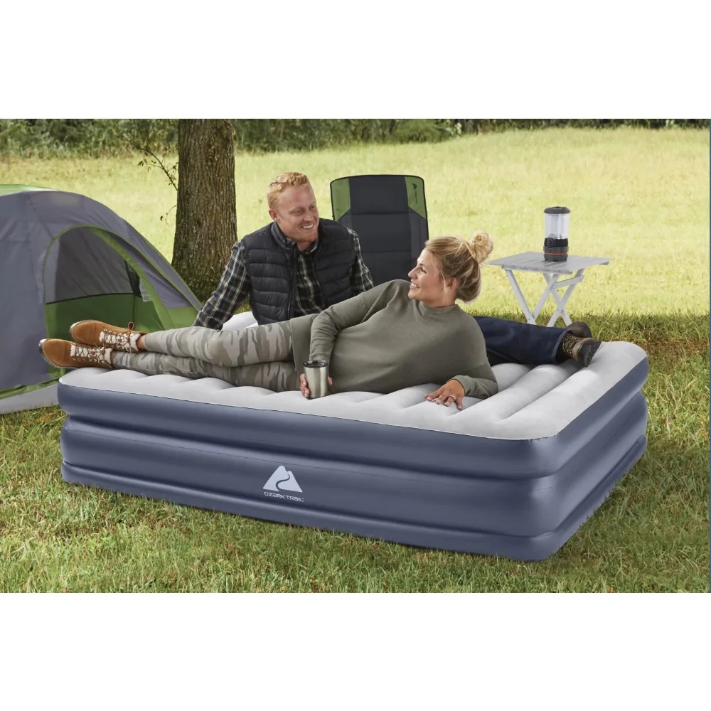 

Tritech QuadComfort 18in Air Mattress Antimicrobial Coating With Built-in AC Pump Queen Airbed Camping Supplies Inflatable Couch