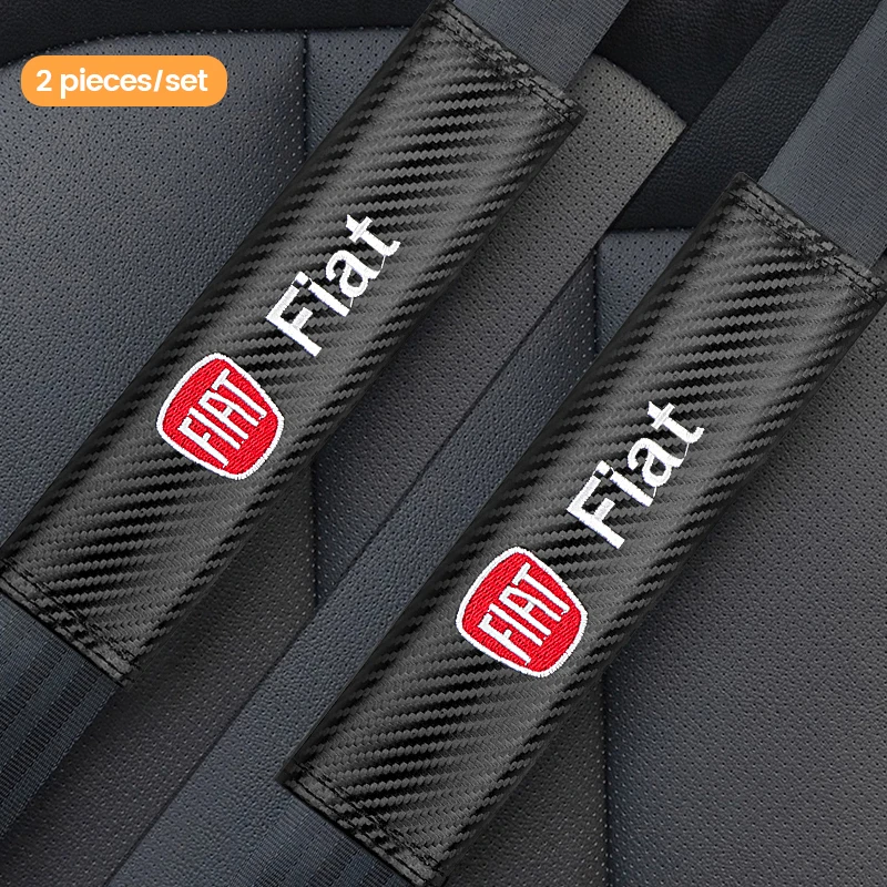 

2pcs For Fiat Panda Car Seatbelt Shoulder Pad Cover Carbon Fiber Strap Protector Cushion Bravo Punto Linea Croma 500 595 New