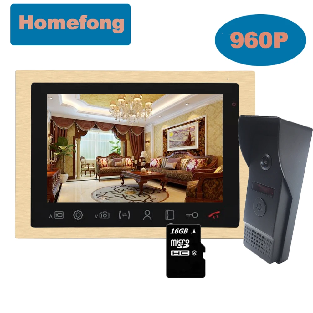 

Homefong AHD 960P 10 Inch Home Intercom Video Door Phone System Doorbell With Camera Motion Detection Unlock SD Card 32GB