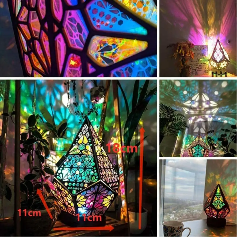 

Bohemian Light-Polar Star Wooden Lamp,LED Colorful Diamond Lights for Home Decor,Bohemian Wedding Decor Christmas Lamp