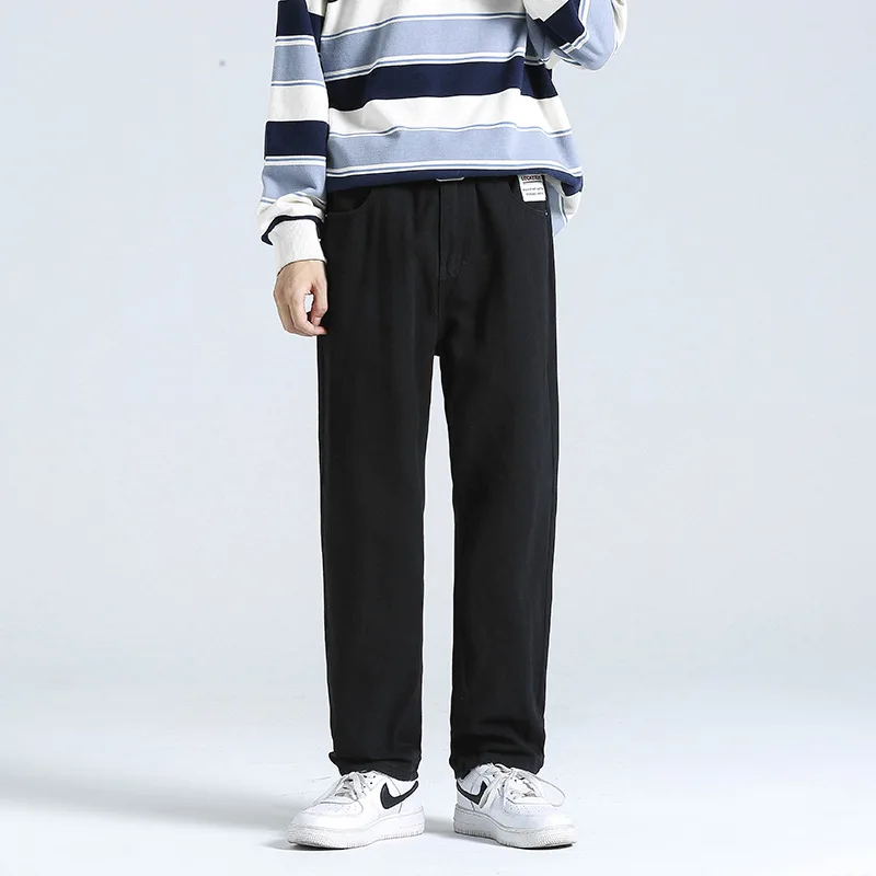 European and American Men Fashion Trend Loose Jeans Straight Loose Solid Color Trousers Fashion Streetwear Ins Hot Selling Denim